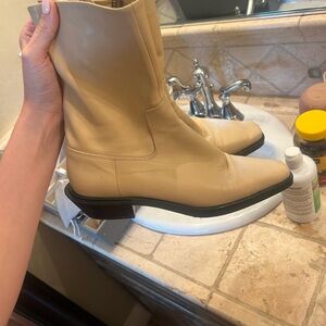 Zara Tan Heeled Boots Modern Minimalist Design
